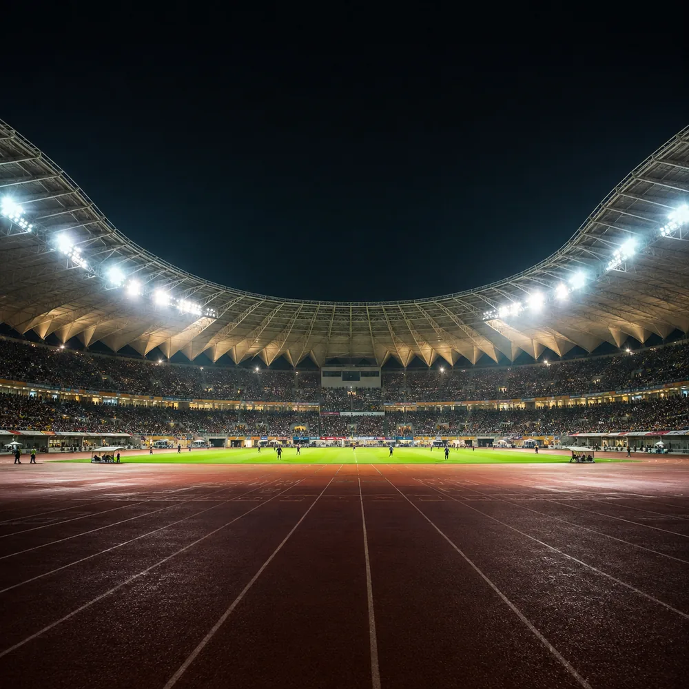 Under the floodlights